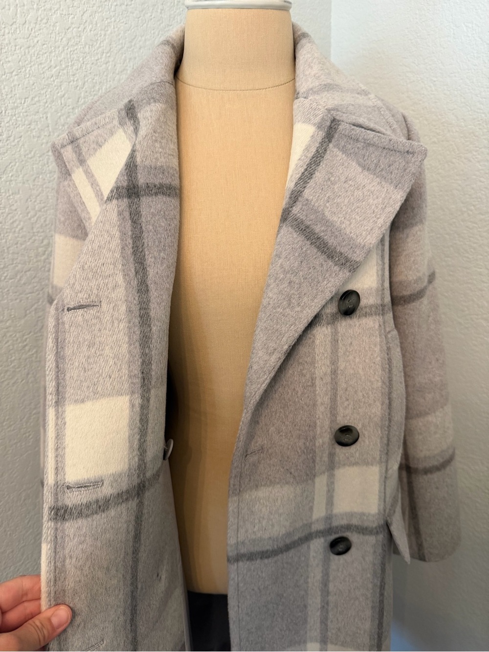 Ann Taylor Gray Plaid Double Breasted Coat XS - Picture 3 of 7